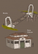 Risen Conceptart -Worlddesign Bridge and Barndesign